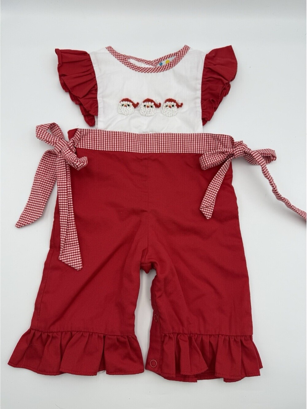 Sugar Dumplin Girls size NB Santa Crochet Ruffle Hem One Piece